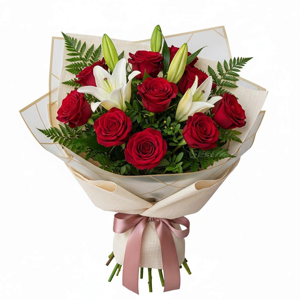 Букет цветов из: Лилии и Розы в Первомайском Кировской области