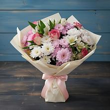 Букет цветов из:  Хризантемы, Альстромерии и Розы #REPLACE_PRED# Первомайском Кировской области