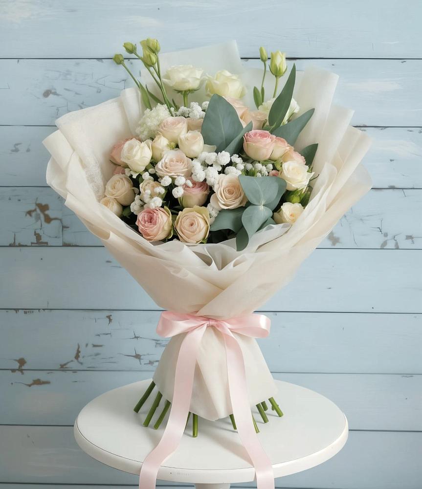 Букет цветов из: Розы и Лизиантусы в Первомайском Кировской области