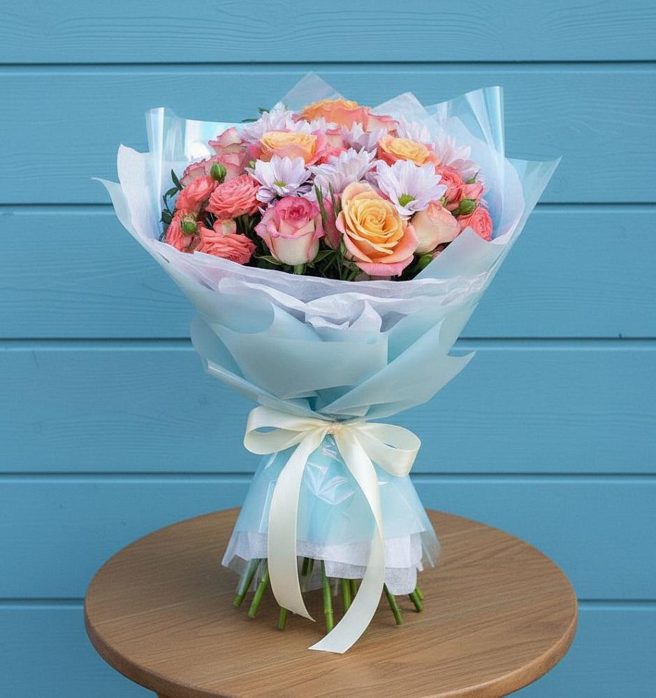 Букет цветов из: Хризантемы и Розы в Первомайском Кировской области